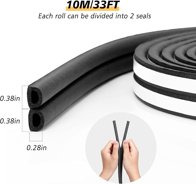 SUNMON Weather Stripping Door Seal, D-Type Strip Weather Stripping Seal Strip - Image 4