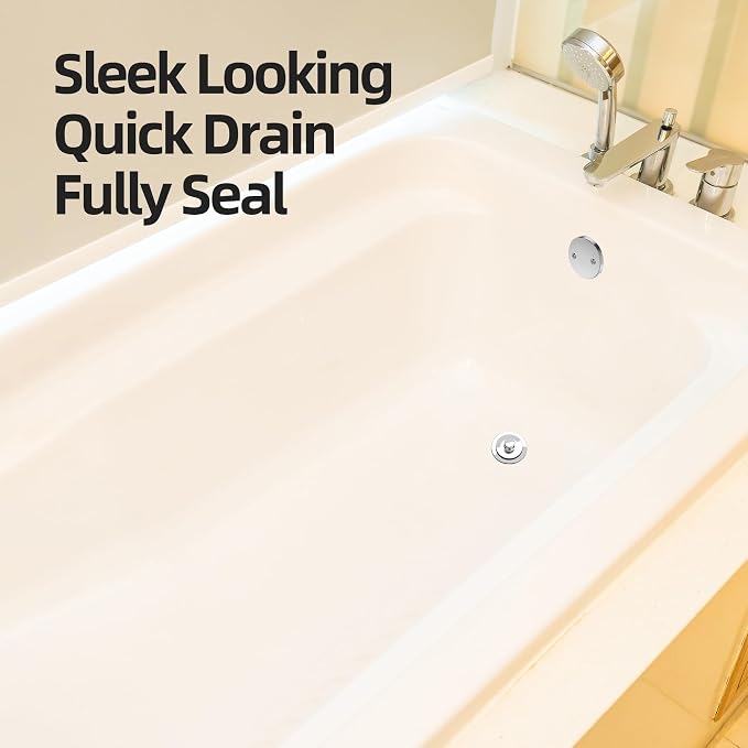 Chrome Plated Bathtub Drain, Hair Catcher and 2-Hole Overflow Faceplate - Image 5