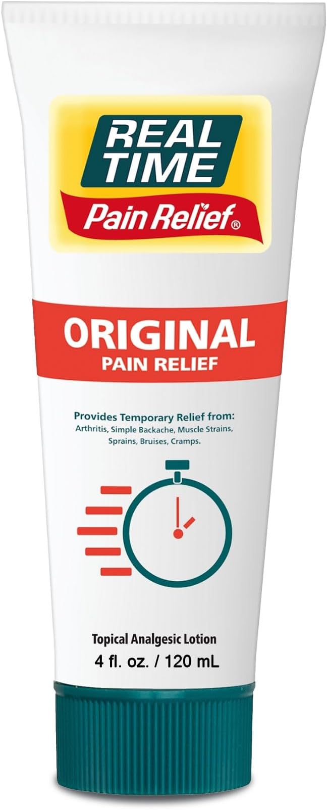 Real Time Pain Relief Cream 4oz Tube | 17 Natural Ingredients: 1.25% Menthol by RealTimePainRelief