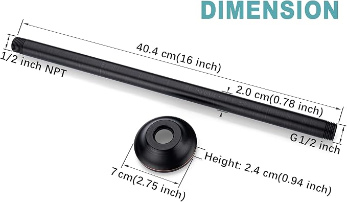 BESTILL 16 Inch Ceiling Mount Rain Shower Head Arm and Flange, Oil Rubbed Bronze - Image 5