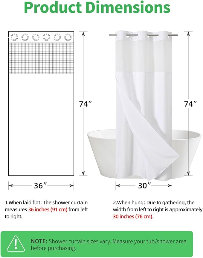 Stall No Hooks Needed White Shower Curtain - Image 7