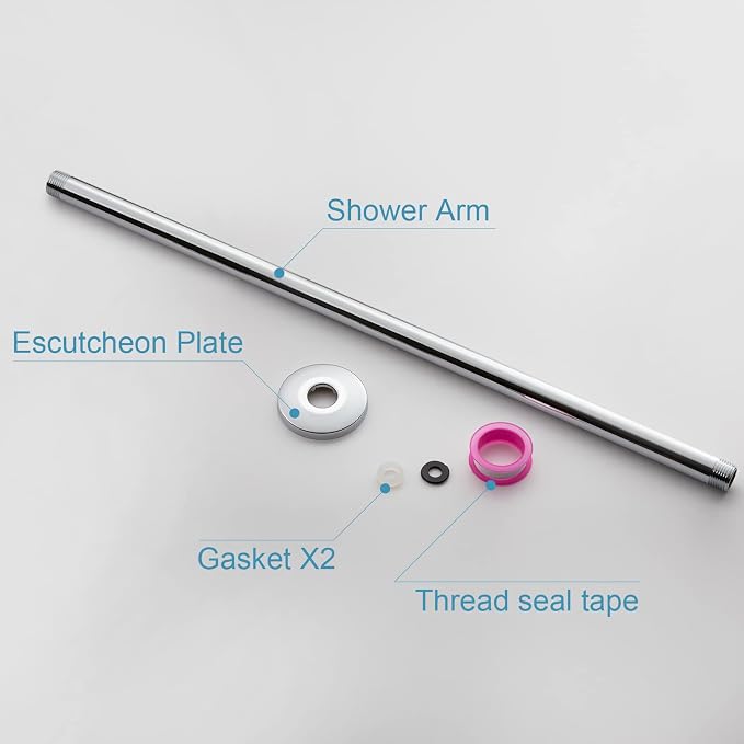 OFFO Shower Arm with Flange, 24 in Ceiling Mount Replacement Rain Shower Head - Image 6