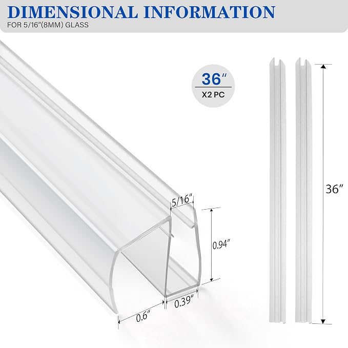 Bathroom Framless Shower Glass Door Bottom Seal Strip, to Stop Water Leakage - Image 2