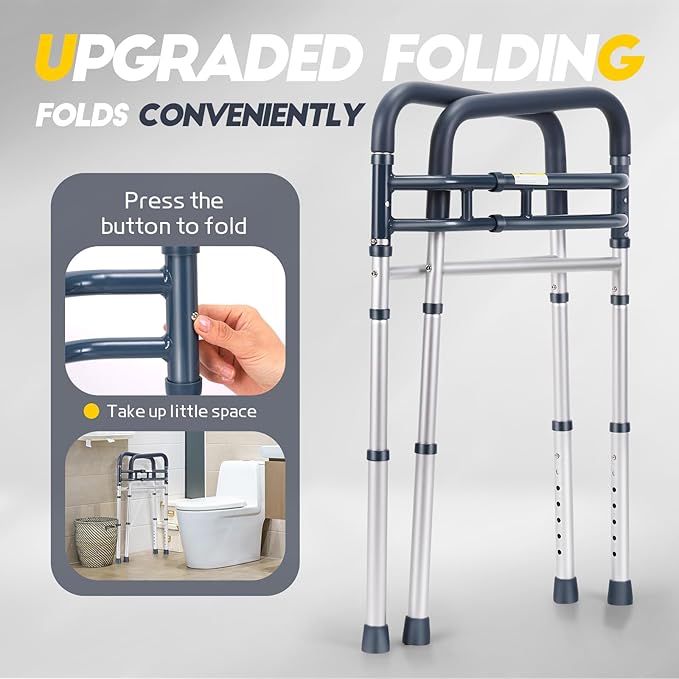 Toilet Safety Rails, Folding & Portable Bathroom Toilet Handles - Image 2