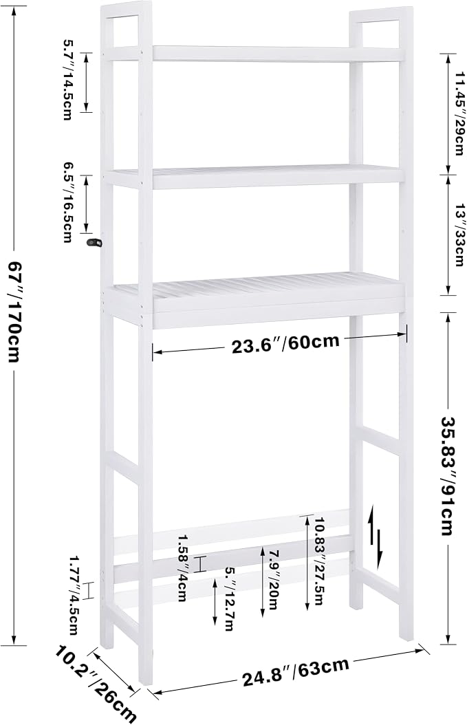 SMIBUY Bathroom Storage Shelf, Bamboo Over-The-Toilet Organizer Rack, - Image 3