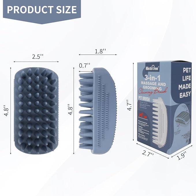 Dog Grooming Brush Pet Shampoo Bath Rubber Bristles Soothing Massage Curry Comb - Image 4