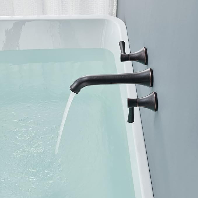 Wall Mount Tub Faucet, Roman Tub Filler Oil Rubbed Bronze Brass Bathtub Faucets - Image 8