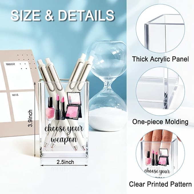 Choose Your Weapon Acrylic Cosmetic Holder, Funny Makeup Brush Organizer Gifts - Image 2