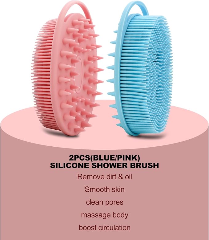 2 Pack Silicone Body Scrubber, Loofah Double-Sided Body Brush, Shower Scrubber - Image 6