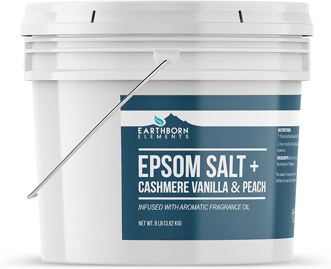 Earthborn Elements Cashmere Vanilla & Peach Epsom Salt 8 lb, One Gallon Bucket - Image 2