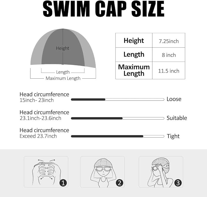 Tripsky Silicone Swim Cap, Comfortable Bathing Cap Ideal - Image 7