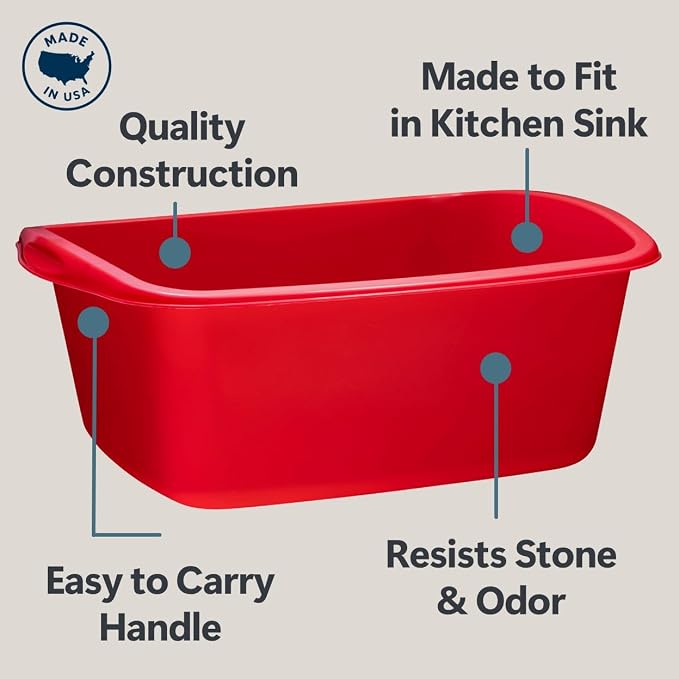 Tribello 2-Pack Dish Pans for Kitchen Sink, Plastic Tub Dishpan Wash Basin and - Image 5