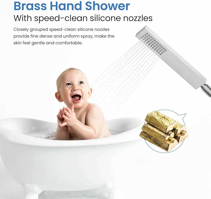 KIBI Cube Brushed Nickel Freestanding Bathtub Faucet ‑ Floor‑Mounted Brass Tub - Image 8