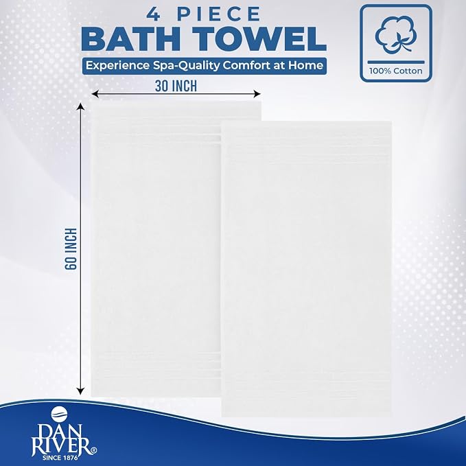 DAN River Extra Large Bath Towels Set of 4, 30 x 60 Inches - Image 3