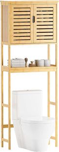 SMIBUY Bathroom Over The Toilet Storage Cabinet, 2 Door Bamboo Cabinet Organizer by SMIBUY