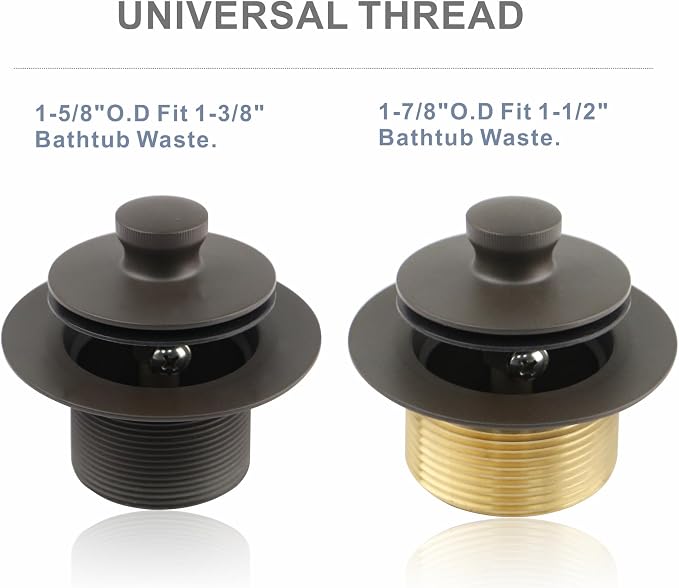 Bronze Bathtub Tub Drain Conversion Kit Assembly, Wellup Lift and Turn Twist - Image 3