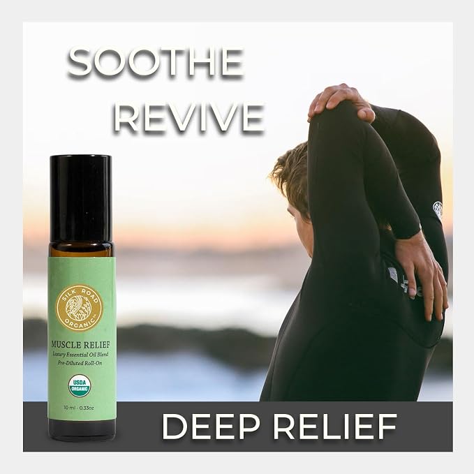 Silk Road Organic Muscle Relief Essential Oil Blend Roll On, 100% Pure USDA - Image 3
