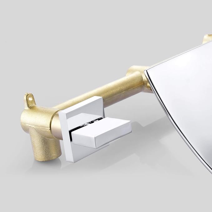SUMERAIN Wall Mounted Waterfall Bathtub Filler Faucet 3 Hole Chrome Finished - Image 7