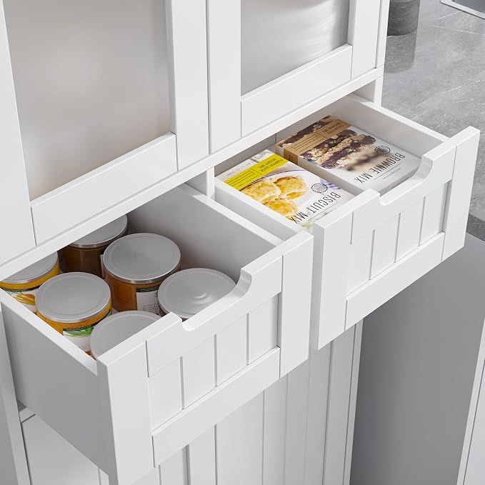 HORSTORS 67" Tall Bathroom Storage Cabinet, Freestanding Linen Cabinet - Image 6