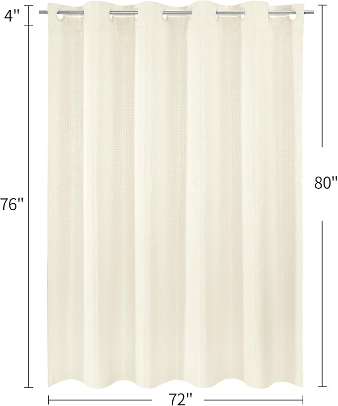 MitoVilla Ivory Long Shower Curtain Liner Set 72 x 80, No Hooks Needed 80 inch - Image 7
