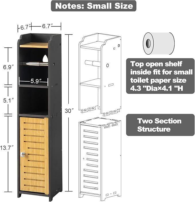 AOJEZOR Toilet Paper Holder Stand: Small Bathroom Storage Cabinet - Image 4