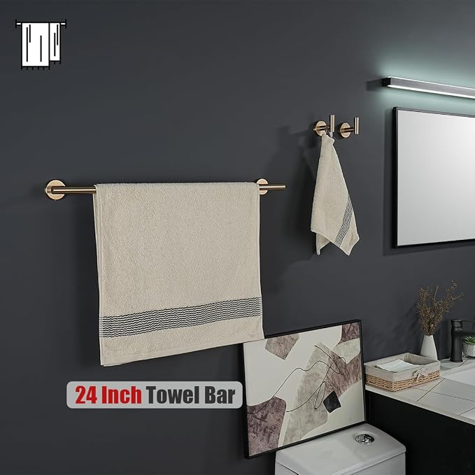 JQK Champagne Bronze Towel Bar, 27 Inch 304 Stainless Steel Thicken 0.8mm Towel - Image 5