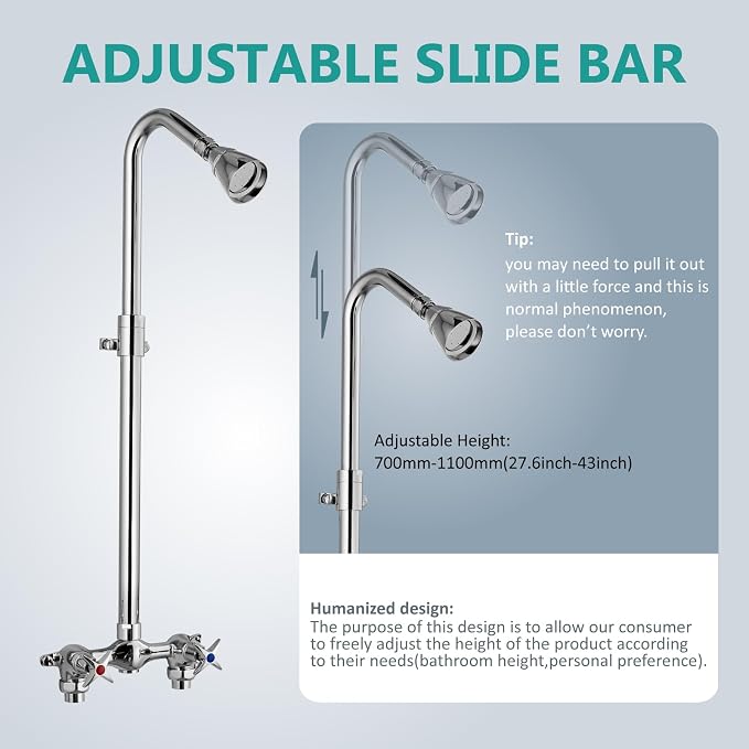 Aolemi Outdoor Shower Kit Fixtures Faucet System Double Handle Exposed Shower - Image 7