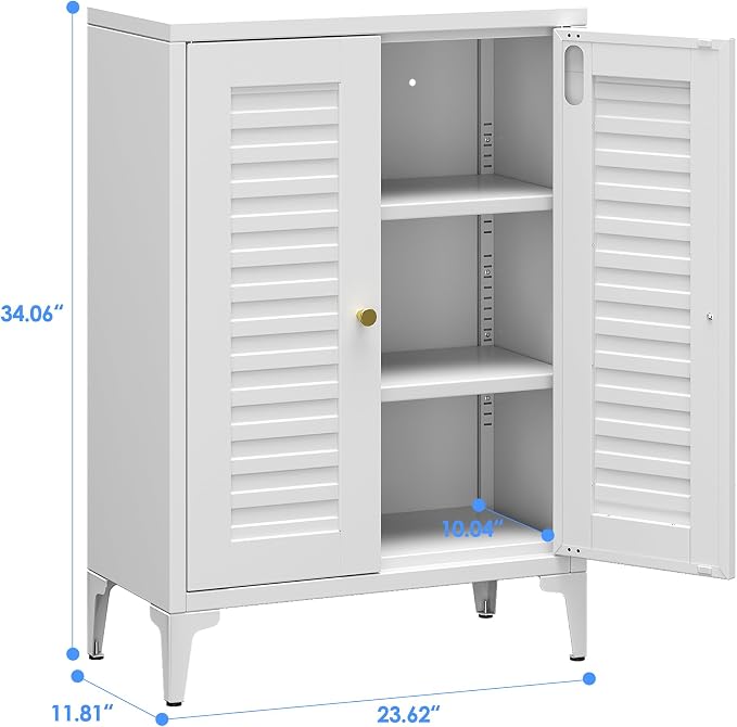 34" H Metal Pantry Cabinet, Kitchen Pantry Storage Cabinets - Image 3