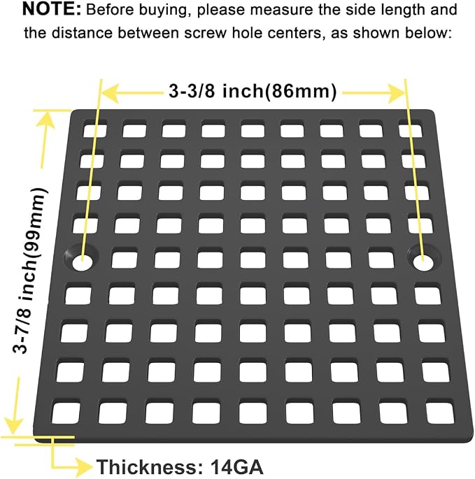 2PC 3-7/8" Matte Black Shower Drain Cover - Image 8