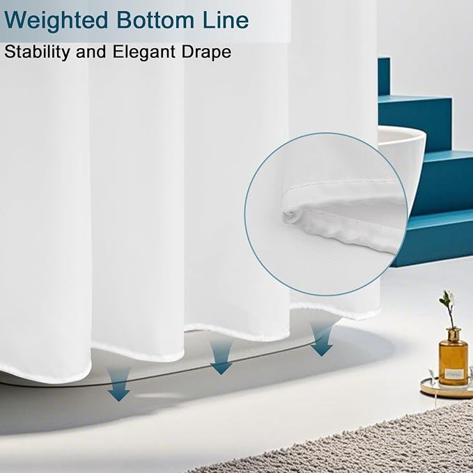 AooHome White Stall Size Bathroom Curtain - Image 3