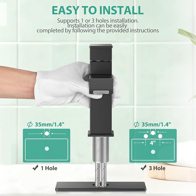 Single Handle Bathroom Faucets, HURRAN Matte Black Bathroom Sink Faucet - Image 6