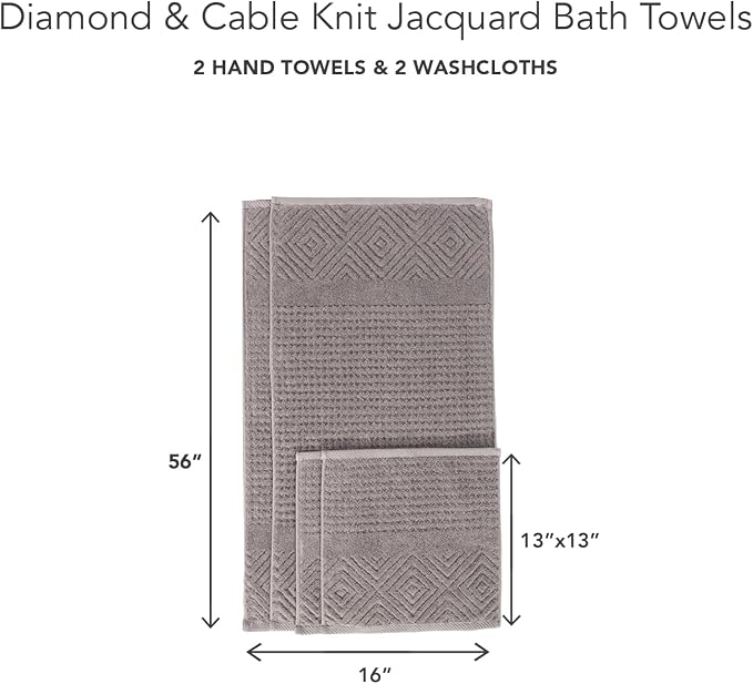 Texere 100% Organic Cotton Diamond Jacquard 700 GSM Luxury Bath Towel Sets - Image 2
