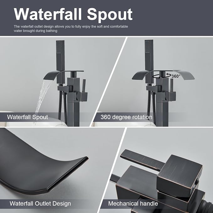 Senlesen Barthroom Tub Filler Faucet Floor Mounted Bathtub Shower Faucet - Image 4