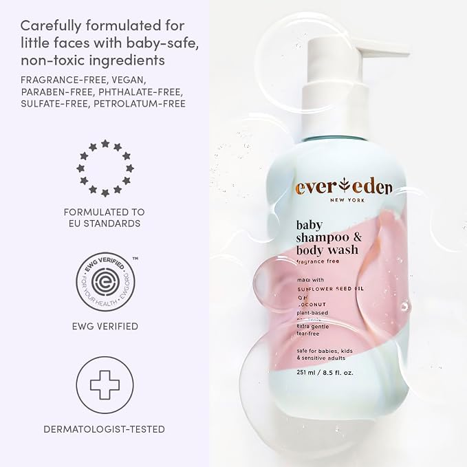 Evereden Baby Shampoo & Body Wash 2-in-1, 8.5 fl oz | Gentle, Fragrance-Free - Image 3