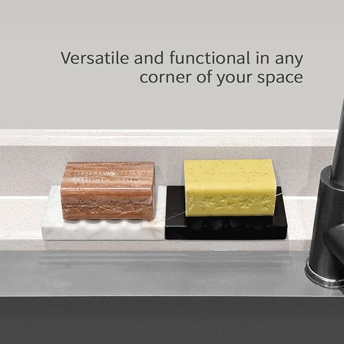 Real Matte Black Marble Soap Dish - Image 5