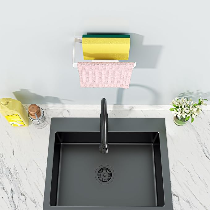 Sponge and Dish Cloth Holder for Kitchen Sink, 2 in 1 Adhesive Sink Dish Sponge - Image 2