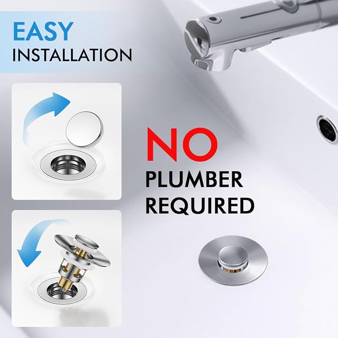 Bathroom Sink Stopper, JOMST Bath Universa Sink Drain Strainer 10, 000 Pop-up - Image 2