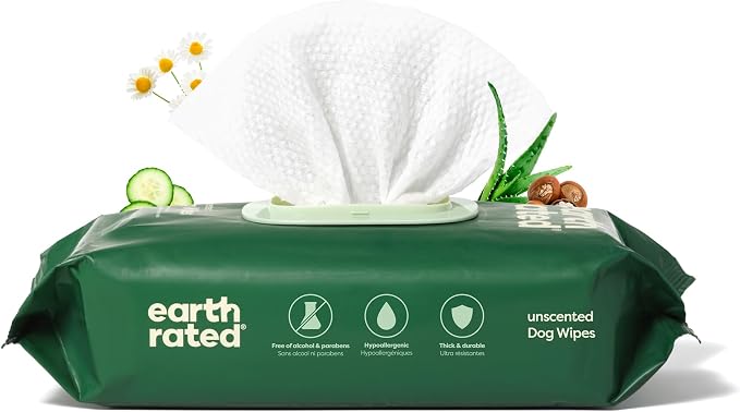 Earth Rated Pet Wipes for Dogs and Cats, Hypoallergenic, Cleaning and Hydrating by EarthRated