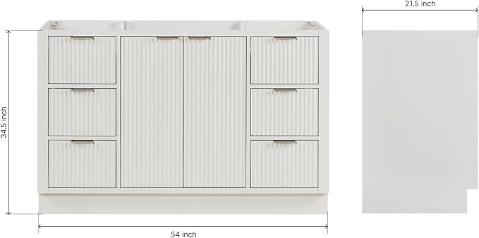 ARIEL Milan 54 Inch Single Sink Base Cabinet in Warm White - Image 2
