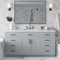 ARIEL 67" Grey Bathroom Vanity, 1.5" Edge Italian Carrara Marble Countertop & by Ariel
