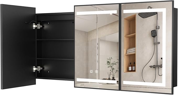 APRILSOUL 48X32 Inch Black Bathroom Medicine Cabinet - Image 9