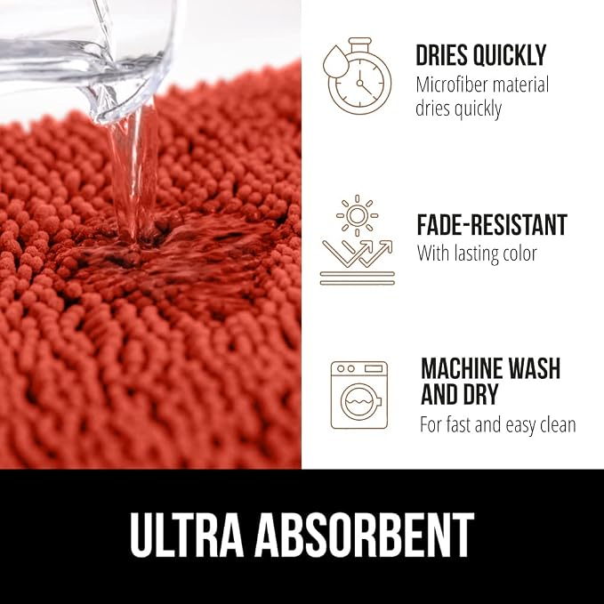 GORILLA GRIP Bath Rug Mat 30x20, Soft Absorbent Chenille, Quick Dry Microfiber - Image 4