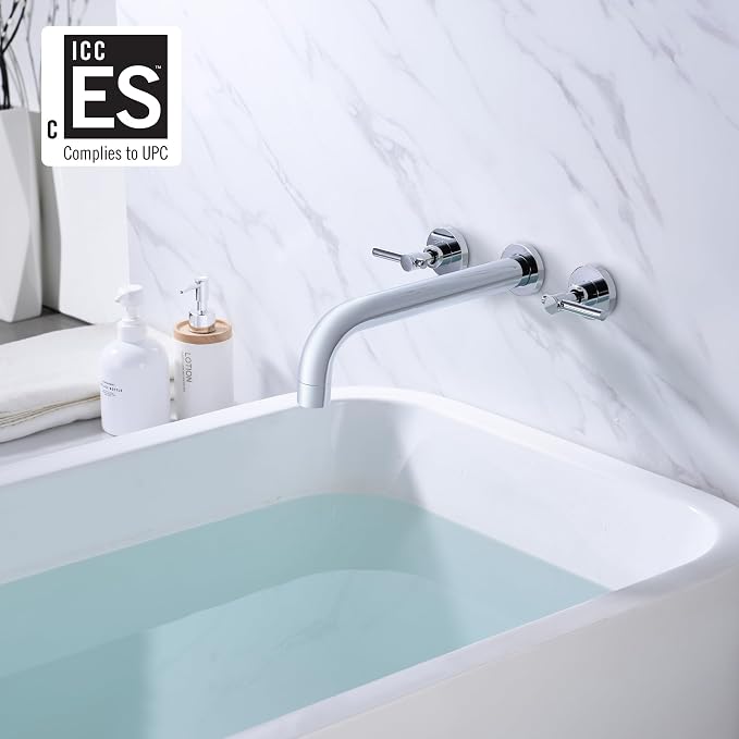 sumerain Bathroom Wall Mount Bath Tub Faucet, Extra Long Spout - Image 2