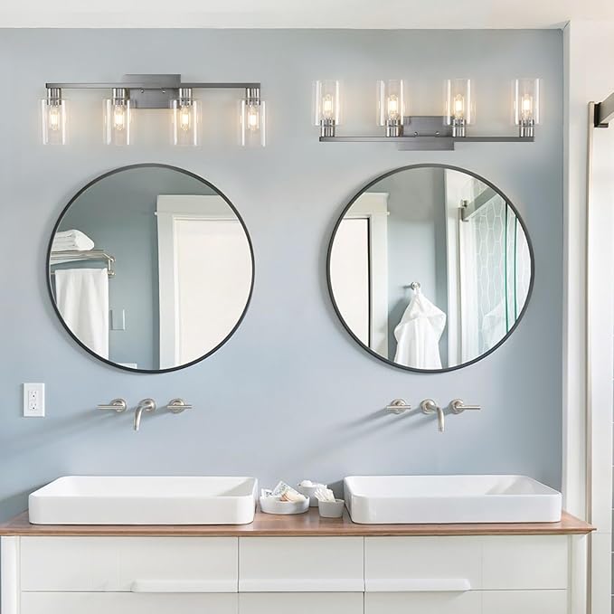4 Light Bathroom Light Fixtures, Brushed Nickel Modern Bathroom Vanity Light - Image 5