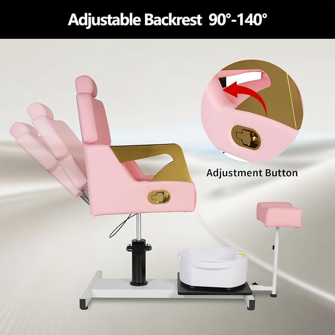 Reclining Pedicure Chair with Stool, Pedicure Station with Foot Massage Basin - Image 7