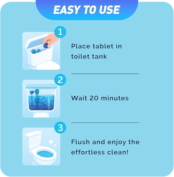 Automatic Toilet Bowl Cleaner Tablets 40 Pack, Long-Lasting Drop-in Tank Tablets - Image 4