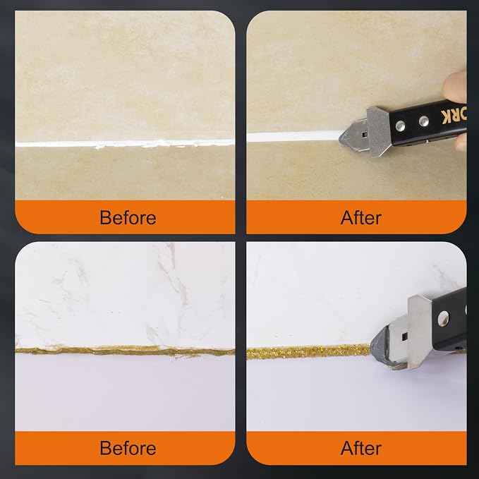Caulking Tool Kit, Stainless Steel Caulk Remover Tool, 4 in 1 Grout Removal Tool - Image 8