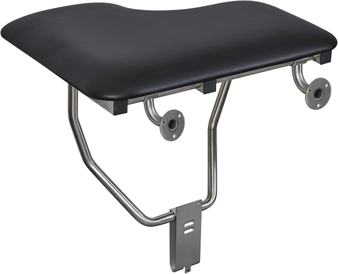 26" x 22.5" Black Padded Cushion Wall Mount Folding Left-Handed Transfer Bench - Image 5