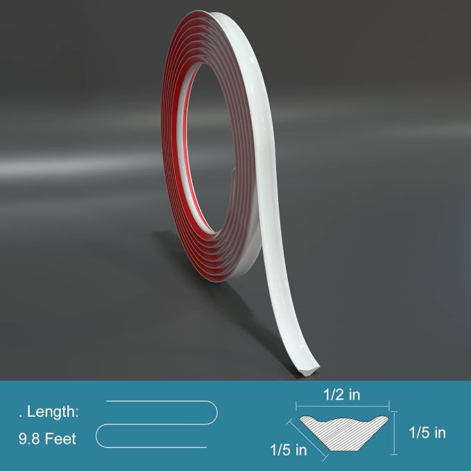 Flexible Trim Caulk Strip Wall Moulding Trim, 1/2 in x10 Ft Peel and Stick Trim - Image 2