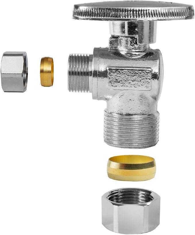 EFIELD Angle Stop Valve 1/2" Nominal Compression x 3/8" OD, UPC Certified - Image 2